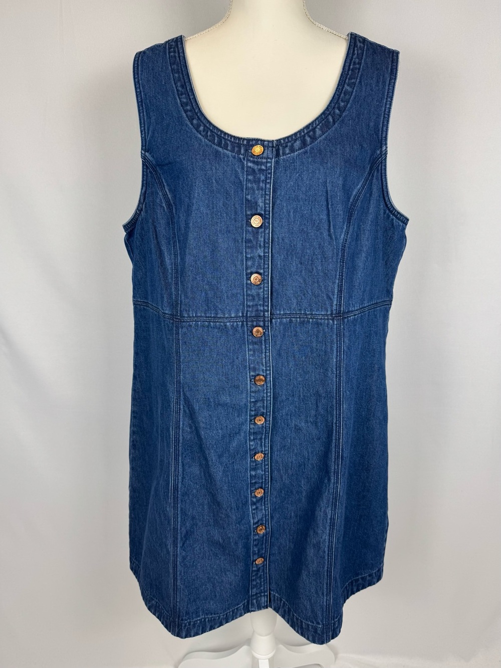 GAP Heritage Blue Denim Mini Dress Sleeveless Sheath Dress Size XL Classic - Picture 3 of 9